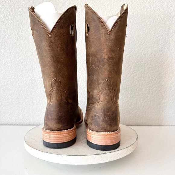 NEW Lane Capitan Mens Cowboy Boots 9D Brown Leather Soles Square Toe Western - Picture 4 of 13